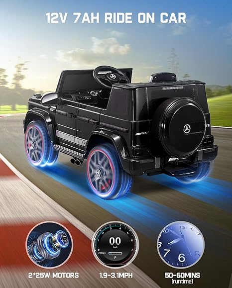 12V 7Ah Licensed Mercedes-Benz G63 Ride on Car for Kids Ages 3-6, Electric Car Ride on Toys w/Parent Remote, Wireless Music, Suspension System - AMG G63 Large,